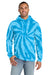 Port & Company PC146 Mens Tie-Dye Fleece Hooded Sweatshirt Hoodie w/ Pouch Pocket Turquoise Blue Model Front