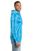 Port & Company PC146 Mens Tie-Dye Fleece Hooded Sweatshirt Hoodie w/ Pouch Pocket Turquoise Blue Model Side