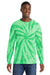 Port & Company PC147LS Mens Tie-Dye Long Sleeve Crewneck T-Shirt Kelly Green Model Front