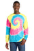 Port & Company PC147LS Mens Tie-Dye Long Sleeve Crewneck T-Shirt Neon Rainbow Model Front
