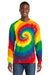 Port & Company PC147LS Mens Tie-Dye Long Sleeve Crewneck T-Shirt Rainbow Model Front