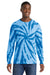 Port & Company PC147LS Mens Tie-Dye Long Sleeve Crewneck T-Shirt Royal Blue Model Front