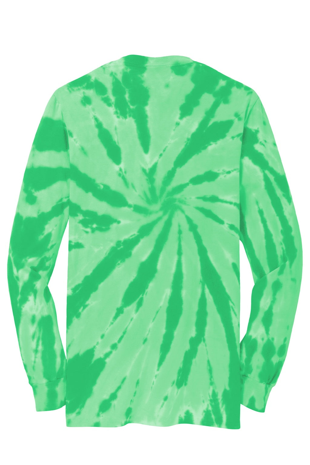 Port & Company PC147LS Mens Tie-Dye Long Sleeve Crewneck T-Shirt Kelly Green Flat Back