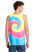 Port & Company PC147TT Mens Tie-Dye Tank Top Neon Rainbow Model Back