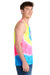 Port & Company PC147TT Mens Tie-Dye Tank Top Neon Rainbow Model Side