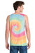 Port & Company PC147TT Mens Tie-Dye Tank Top Pastel Rainbow Model Back