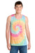 Port & Company PC147TT Mens Tie-Dye Tank Top Pastel Rainbow Model Front