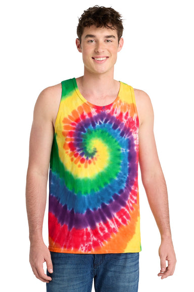 Port & Company PC147TT Mens Tie-Dye Tank Top Rainbow Model Front