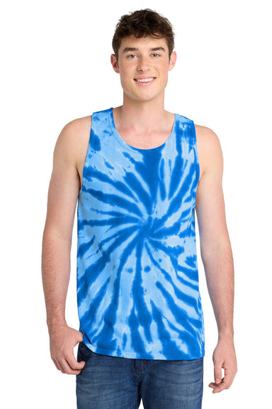 Port & Company PC147TT Mens Tie-Dye Tank Top Royal Blue Model Front