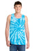 Port & Company PC147TT Mens Tie-Dye Tank Top Turquoise Blue Model Front
