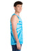 Port & Company PC147TT Mens Tie-Dye Tank Top Turquoise Blue Model Side