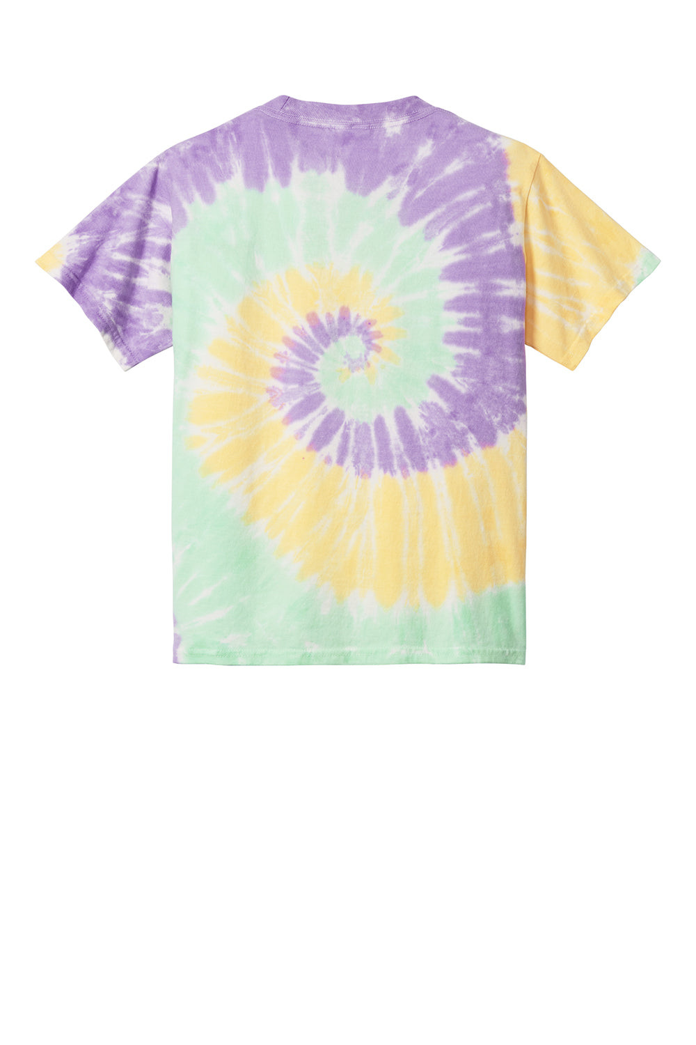 Port & Company PC147Y Youth Tie-Dye Short Sleeve Crewneck T-Shirt Mint Rainbow Flat Back