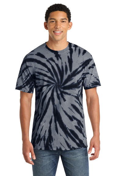 Port & Company PC147 Mens Tie-Dye Short Sleeve Crewneck T-Shirt Black Model Front