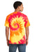 Port & Company PC147 Mens Tie-Dye Short Sleeve Crewneck T-Shirt Blaze Rainbow Model Back