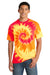 Port & Company PC147 Mens Tie-Dye Short Sleeve Crewneck T-Shirt Blaze Rainbow Model Front
