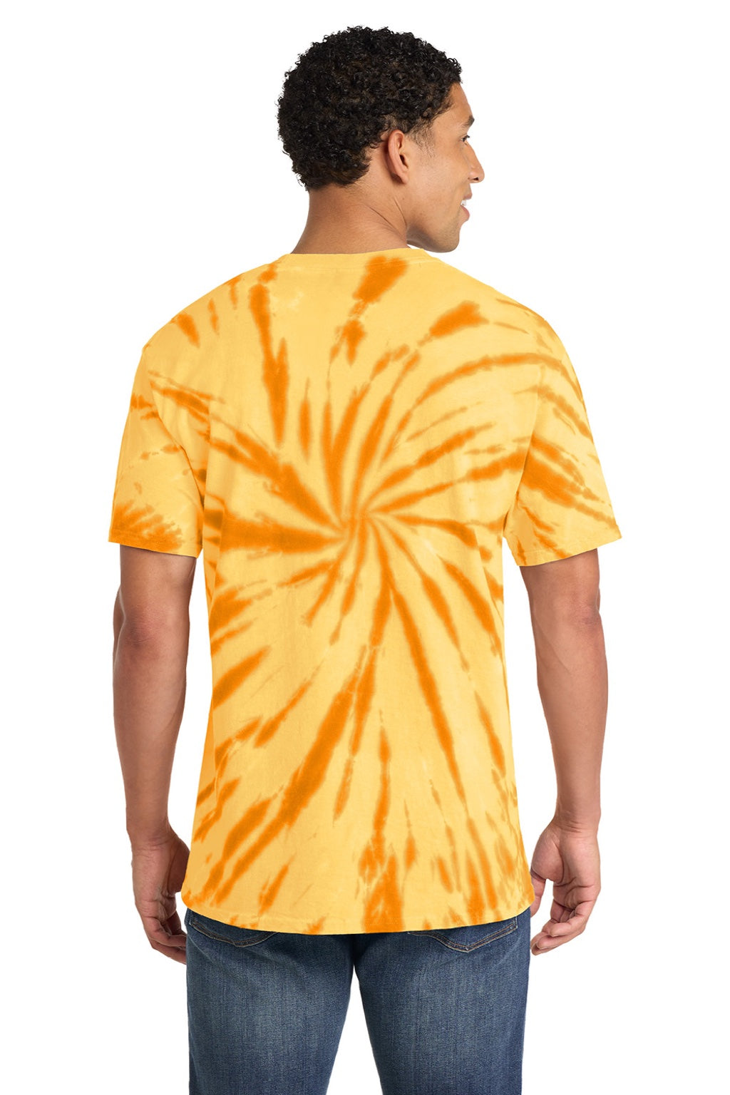 Port & Company PC147 Mens Tie-Dye Short Sleeve Crewneck T-Shirt Gold Model Back