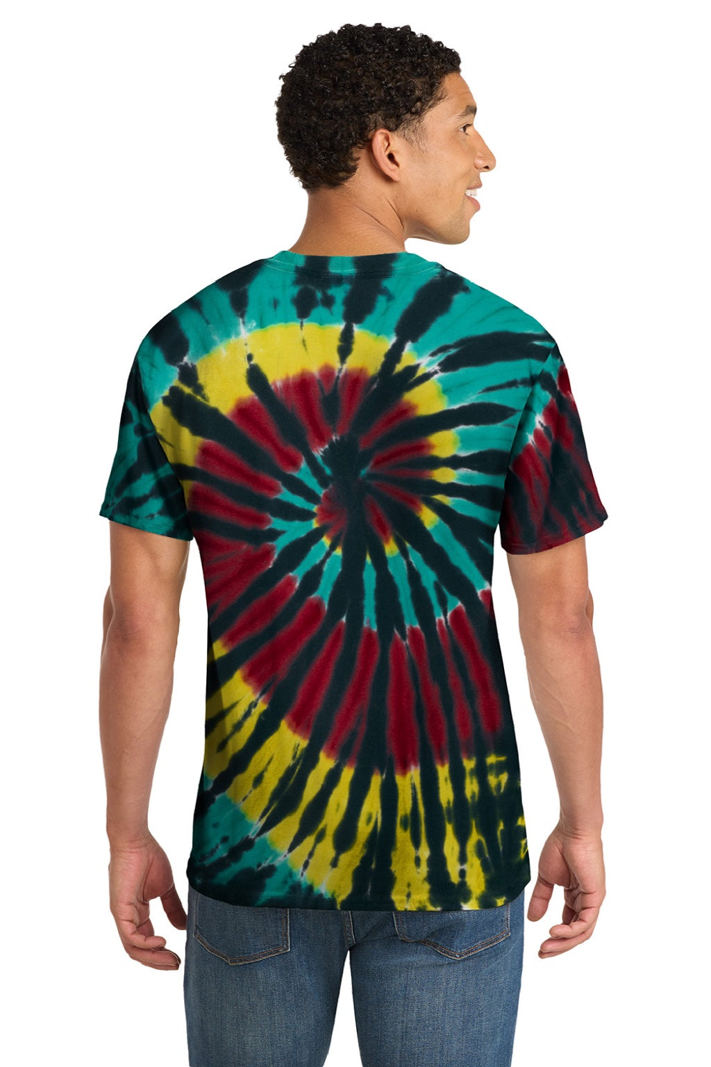 Port & Company PC147 Mens Tie-Dye Short Sleeve Crewneck T-Shirt Island Spiral Model Back