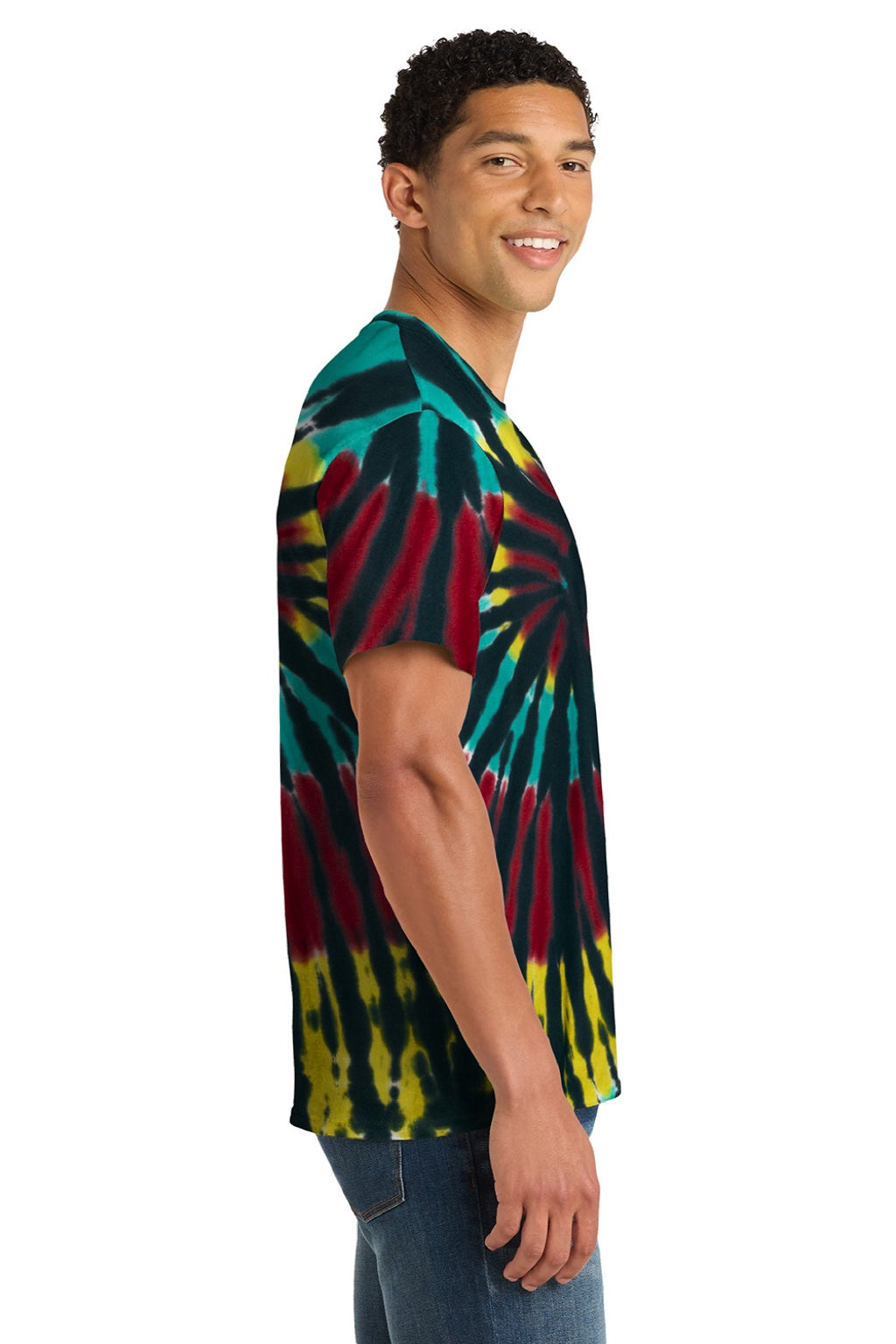 Port & Company PC147 Mens Tie-Dye Short Sleeve Crewneck T-Shirt Island Spiral Model Side