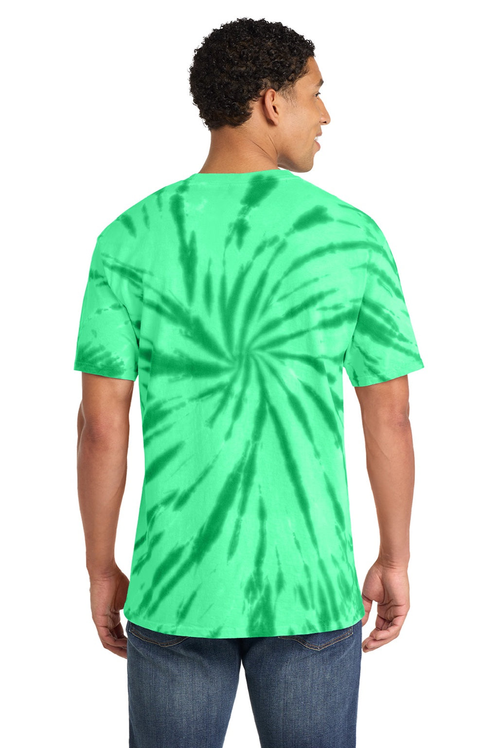 Port & Company PC147 Mens Tie-Dye Short Sleeve Crewneck T-Shirt Kelly Green Model Back