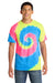 Port & Company PC147 Mens Tie-Dye Short Sleeve Crewneck T-Shirt Neon Rainbow Model Front
