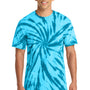 Port & Company Mens Tie-Dye Short Sleeve Crewneck T-Shirt - Turquoise Blue