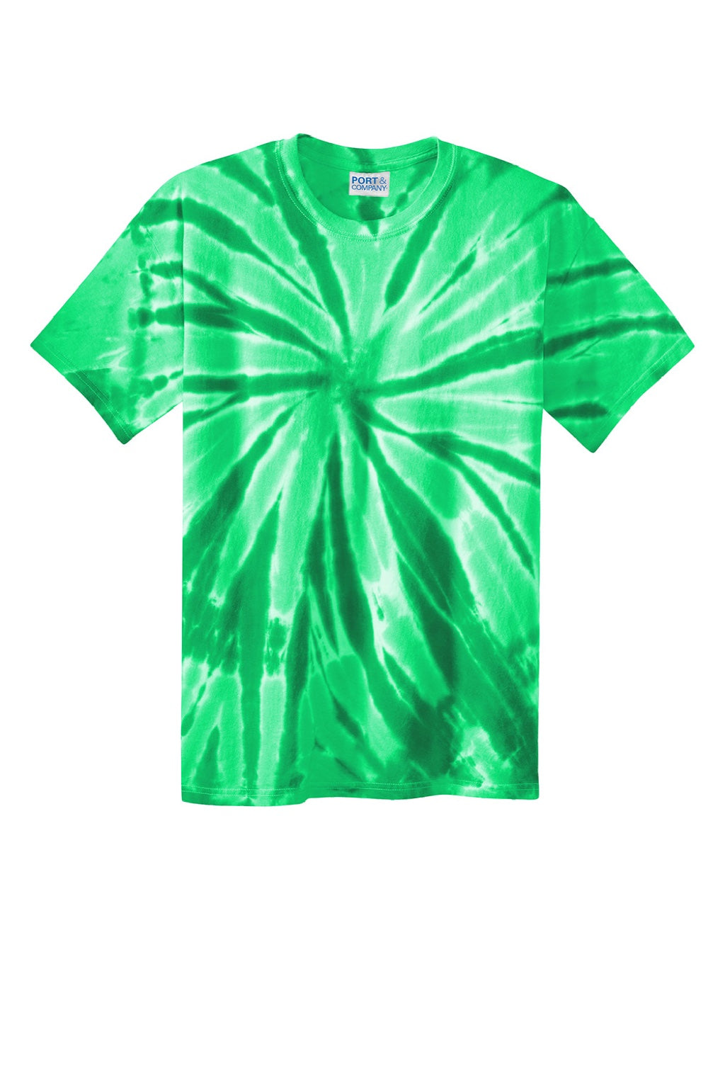 Port & Company PC147 Mens Tie-Dye Short Sleeve Crewneck T-Shirt Kelly Green Flat Front