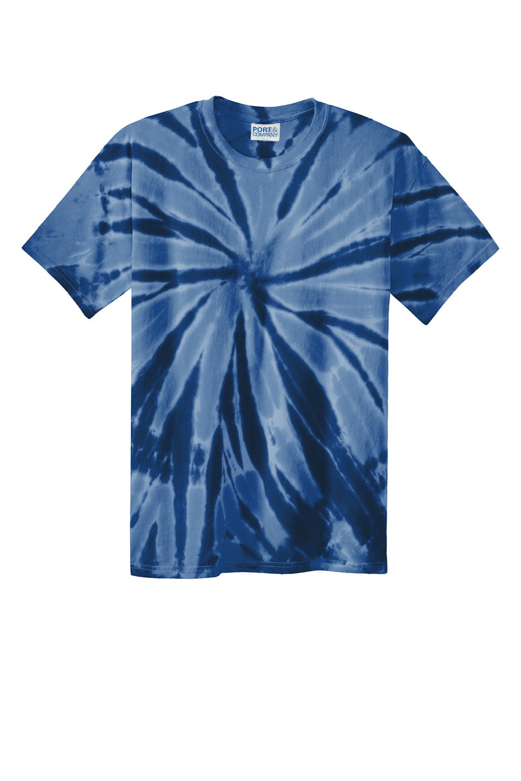 Port & Company PC147 Mens Tie-Dye Short Sleeve Crewneck T-Shirt Navy Blue Flat Front