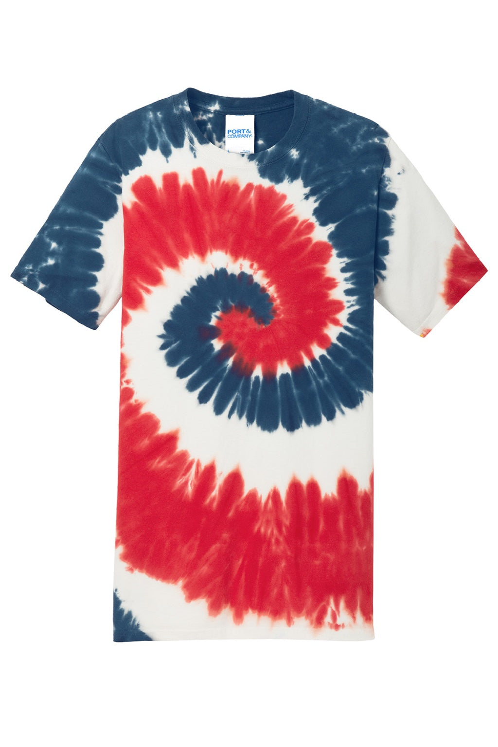 Port & Company PC147 Mens Tie-Dye Short Sleeve Crewneck T-Shirt USA Rainbow Flat Front