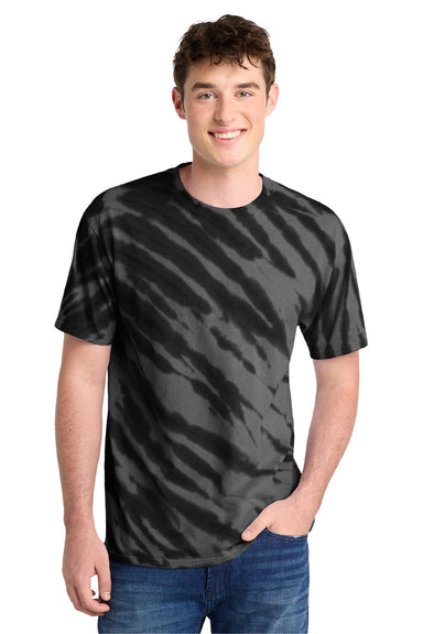 Port & Company PC148 Mens Tie-Dye Short Sleeve Crewneck T-Shirt Black Model Front