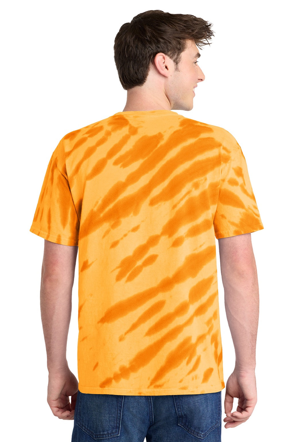 Port & Company PC148 Mens Tie-Dye Short Sleeve Crewneck T-Shirt Gold Model Back