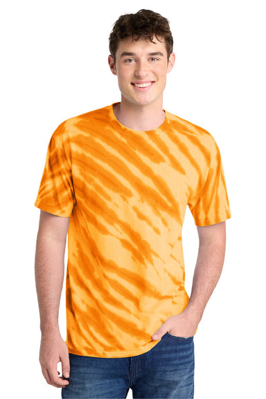 Port & Company PC148 Mens Tie-Dye Short Sleeve Crewneck T-Shirt Gold Model Front