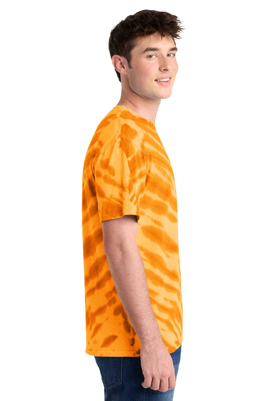 Port & Company PC148 Mens Tie-Dye Short Sleeve Crewneck T-Shirt Gold Model Side