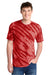 Port & Company PC148 Mens Tie-Dye Short Sleeve Crewneck T-Shirt Red Model Front