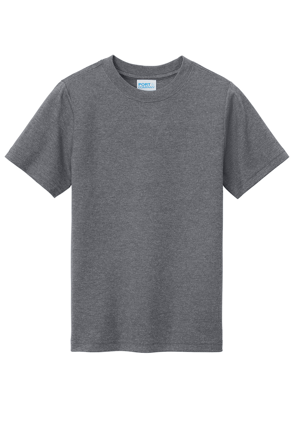 Port & Company PC330Y Youth Short Sleeve Crewneck T-Shirt Heather Graphite Grey Flat Front