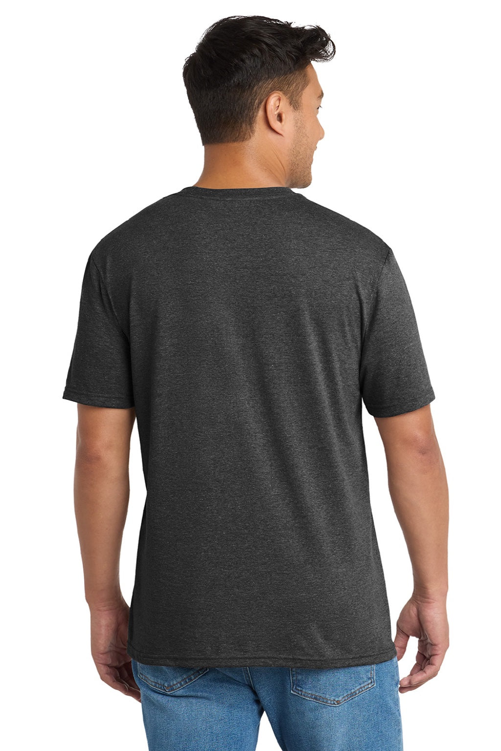 Port & Company PC330 Mens Short Sleeve Crewneck T-Shirt Heather Black Model Back
