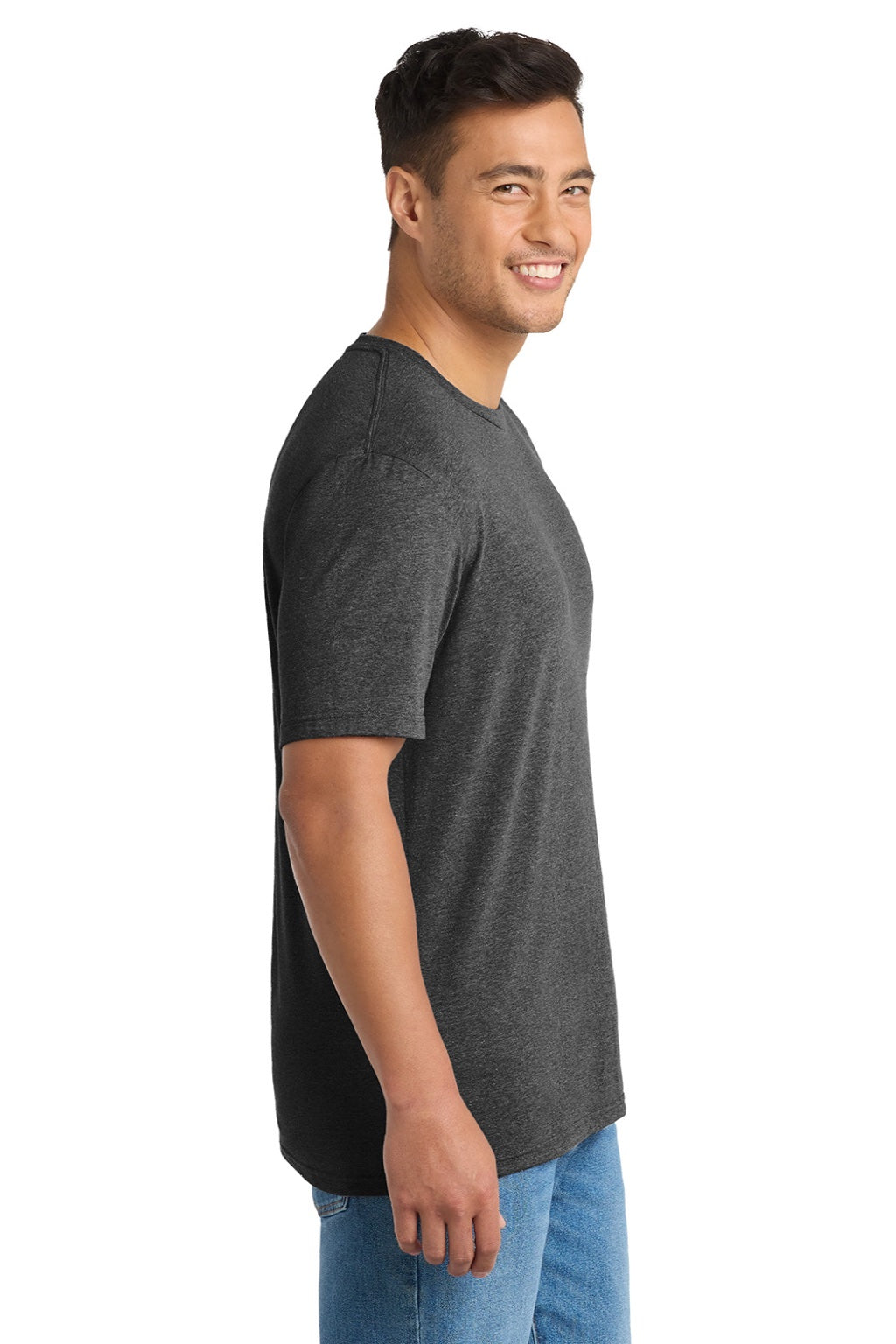 Port & Company PC330 Mens Short Sleeve Crewneck T-Shirt Heather Black Model Side