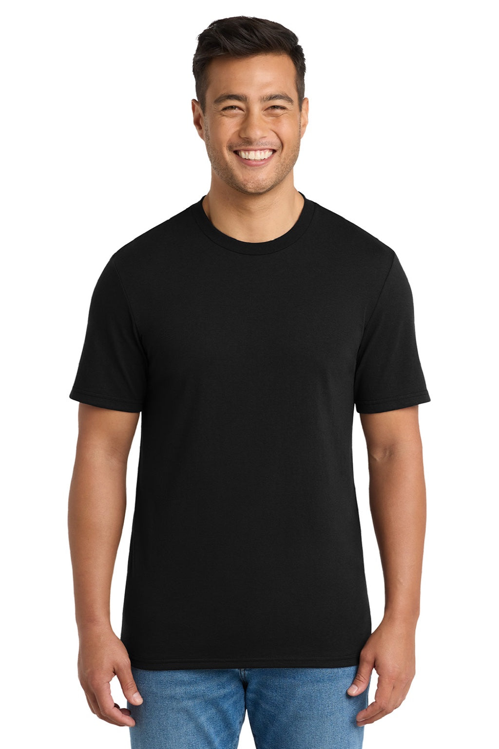 Port & Company PC330 Mens Short Sleeve Crewneck T-Shirt Black Model Front