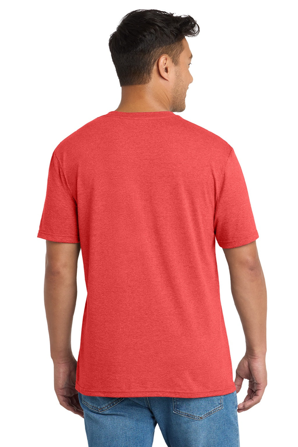 Port & Company PC330 Mens Short Sleeve Crewneck T-Shirt Heather Bright Red Model Back