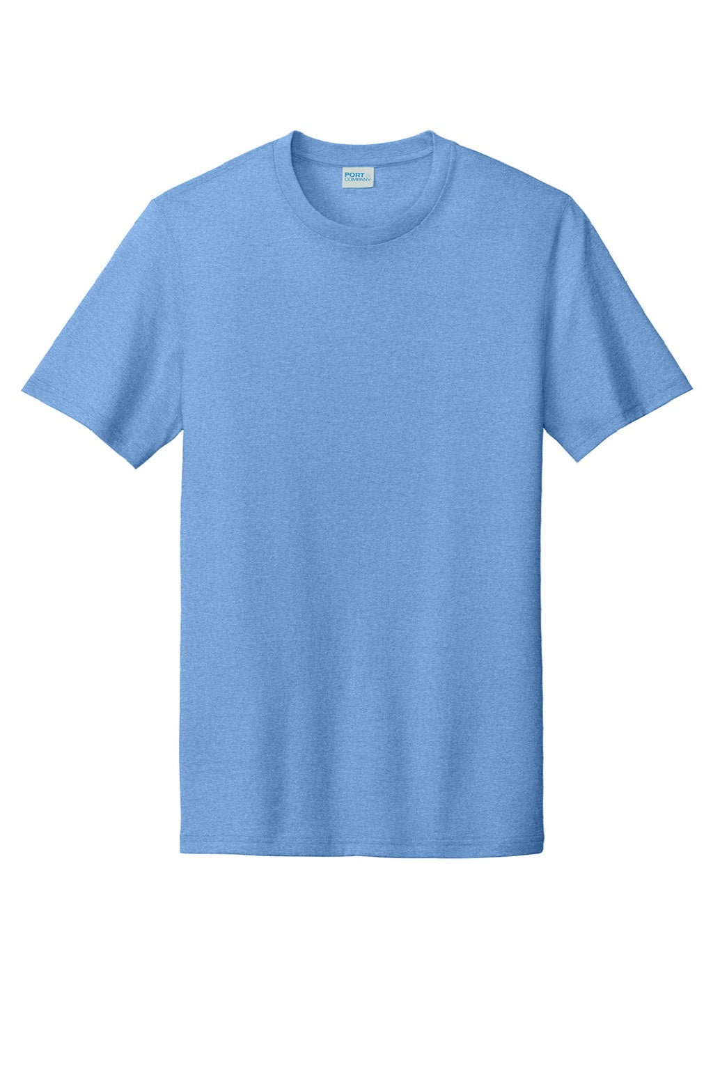 Port & Company PC330 Mens Short Sleeve Crewneck T-Shirt Heather Carolina Blue Flat Front