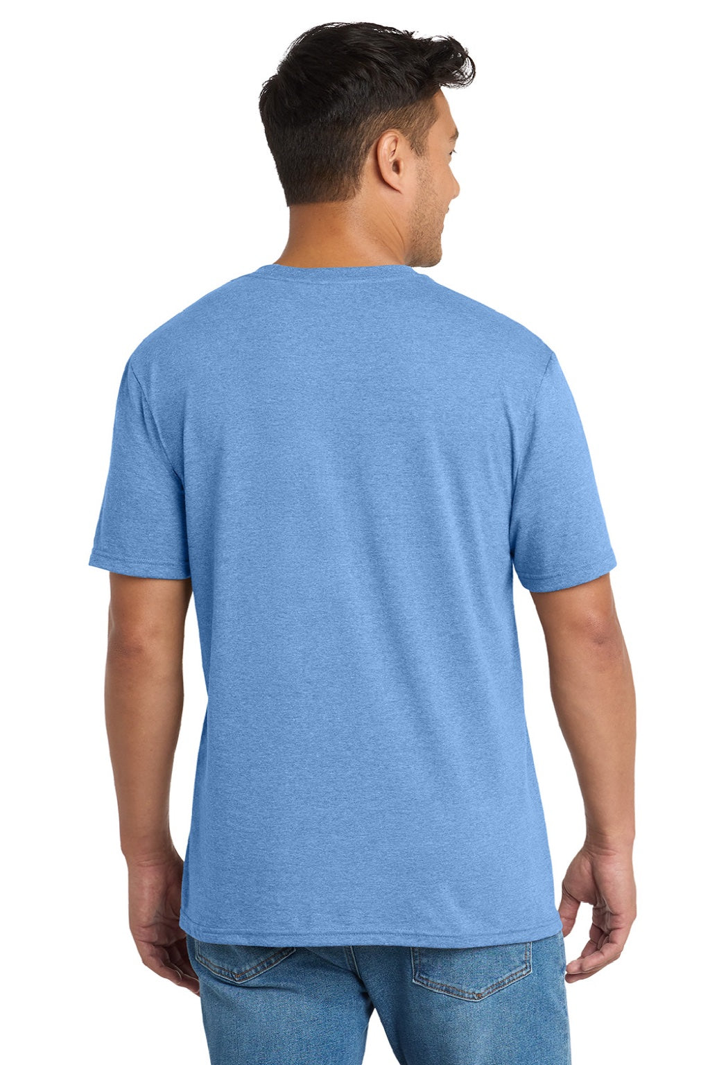 Port & Company PC330 Mens Short Sleeve Crewneck T-Shirt Heather Carolina Blue Model Back