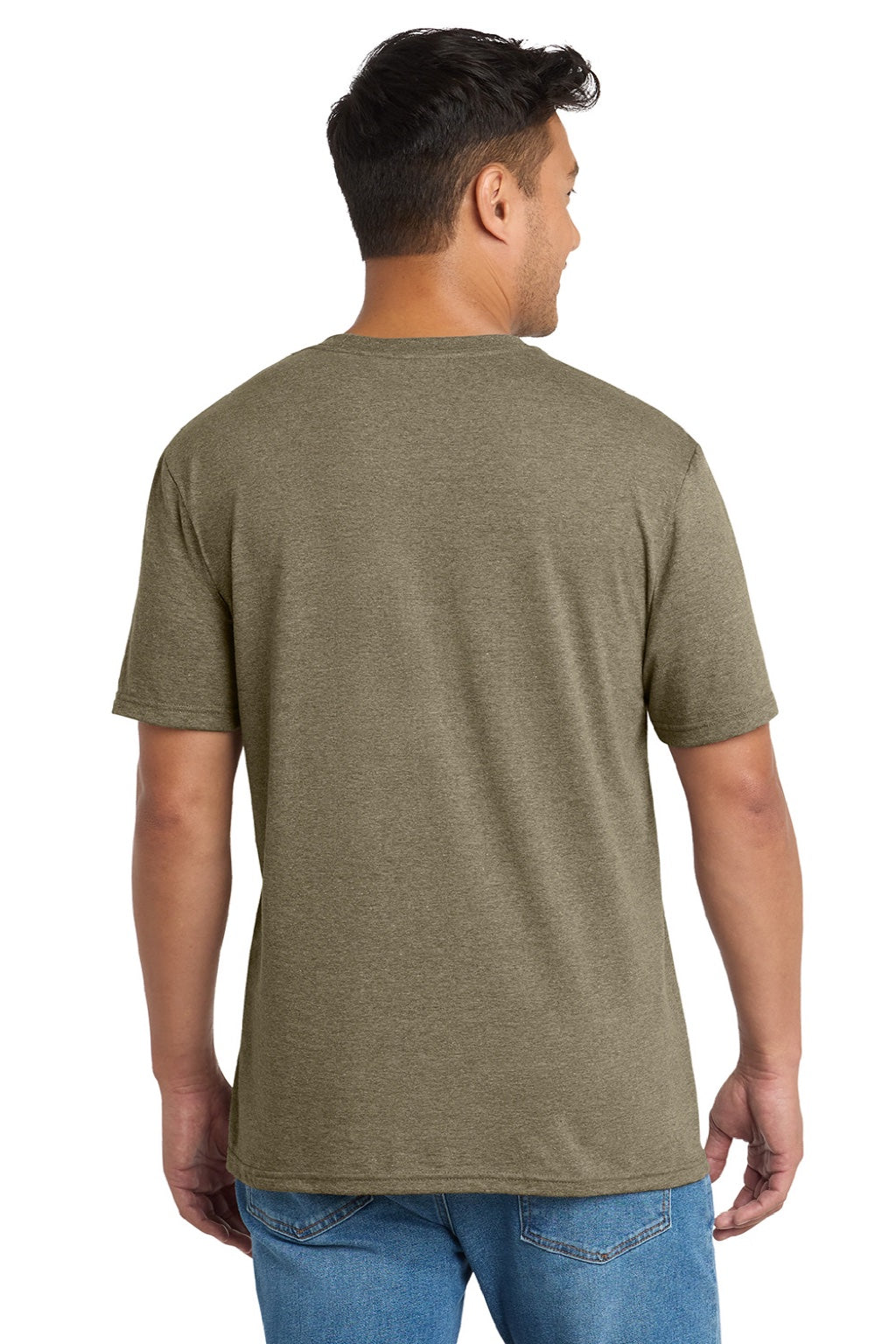 Port & Company PC330 Mens Short Sleeve Crewneck T-Shirt Heather Coyote Brown Model Back