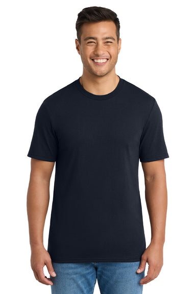 Port & Company PC330 Mens Short Sleeve Crewneck T-Shirt Deep Navy Blue Model Front