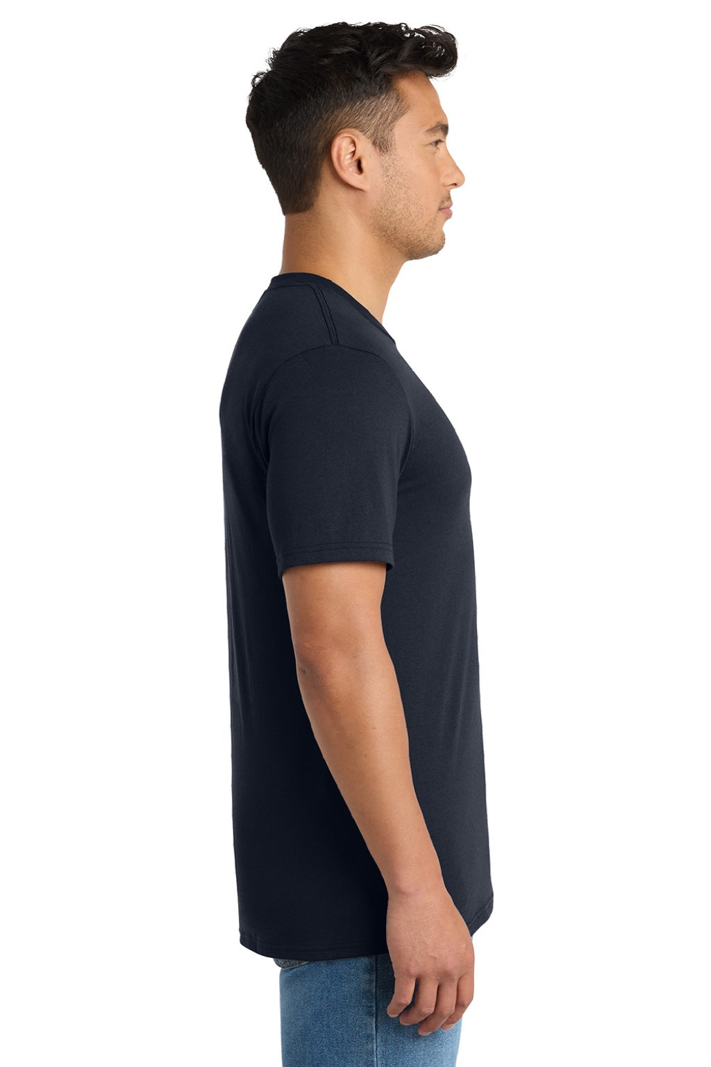 Port & Company PC330 Mens Short Sleeve Crewneck T-Shirt Deep Navy Blue Model Side