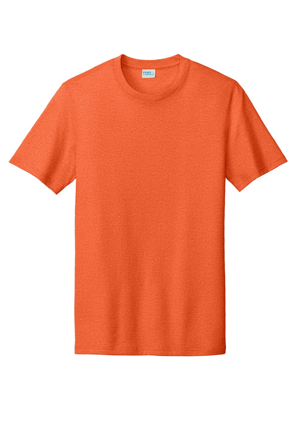 Port & Company PC330 Mens Short Sleeve Crewneck T-Shirt Heather Deep Orange Flat Front