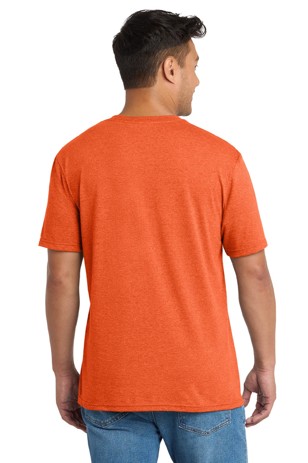 Port & Company PC330 Mens Short Sleeve Crewneck T-Shirt Heather Deep Orange Model Back
