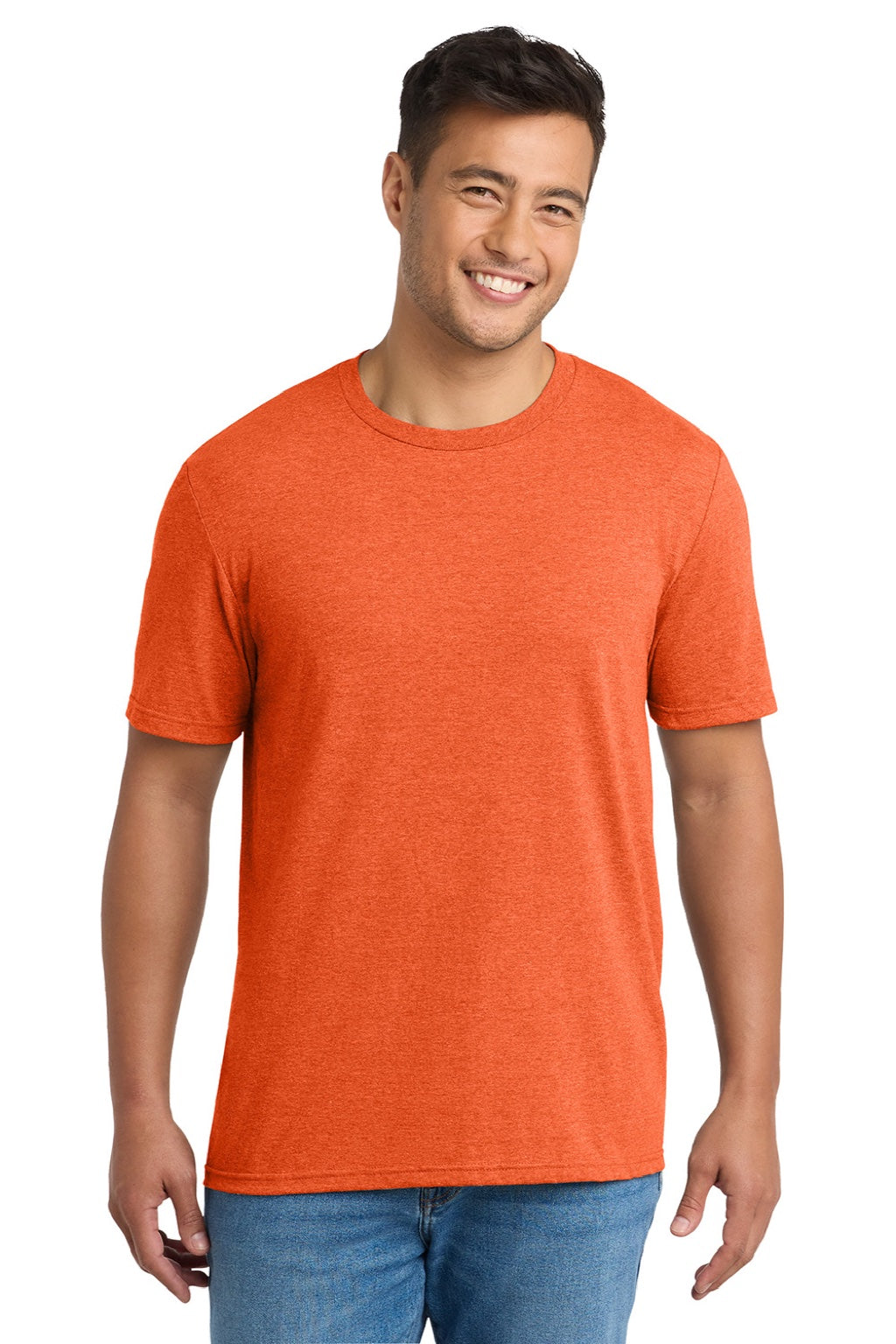 Port & Company PC330 Mens Short Sleeve Crewneck T-Shirt Heather Deep Orange Model Front