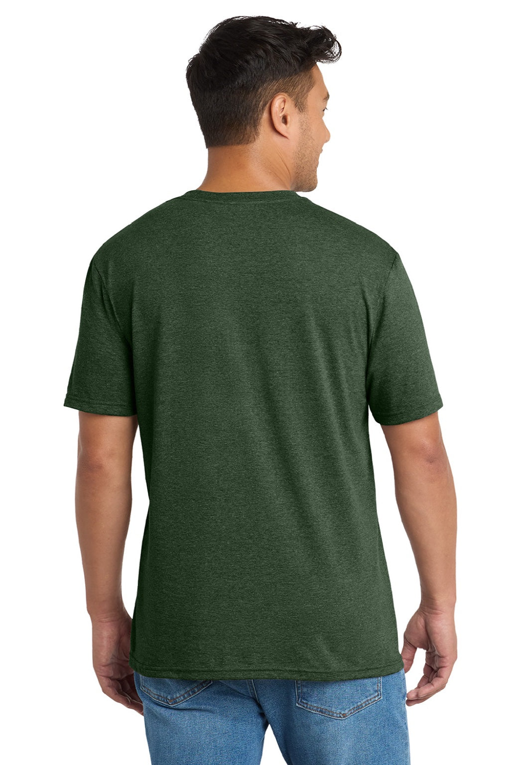Port & Company PC330 Mens Short Sleeve Crewneck T-Shirt Heather Forest Green Model Back