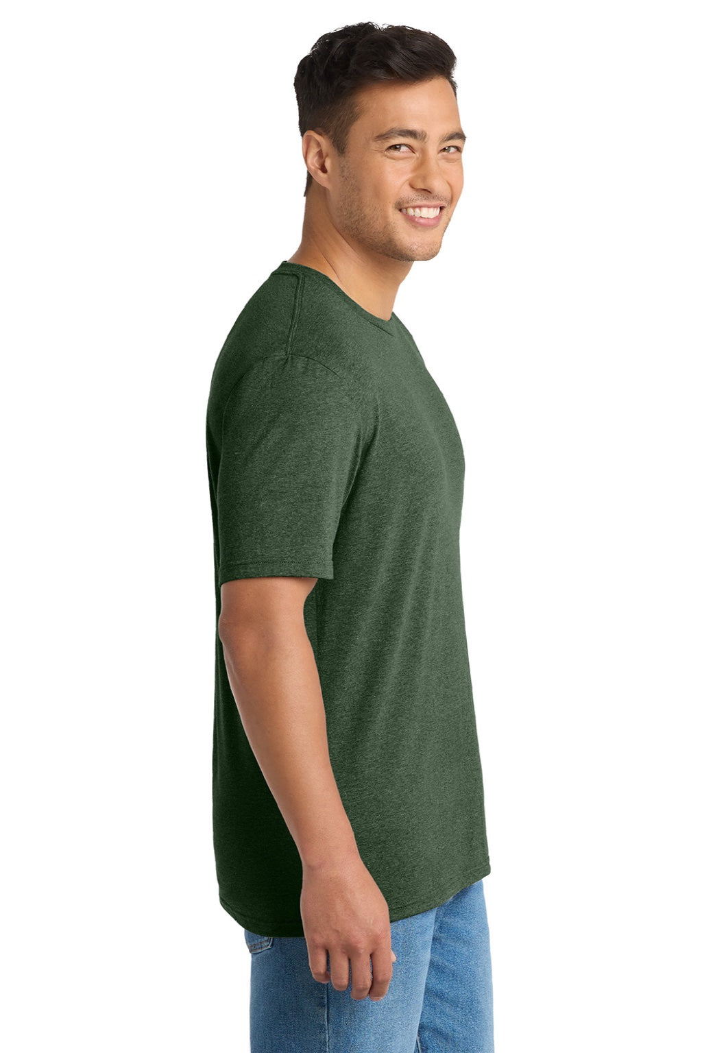 Port & Company PC330 Mens Short Sleeve Crewneck T-Shirt Heather Forest Green Model Side