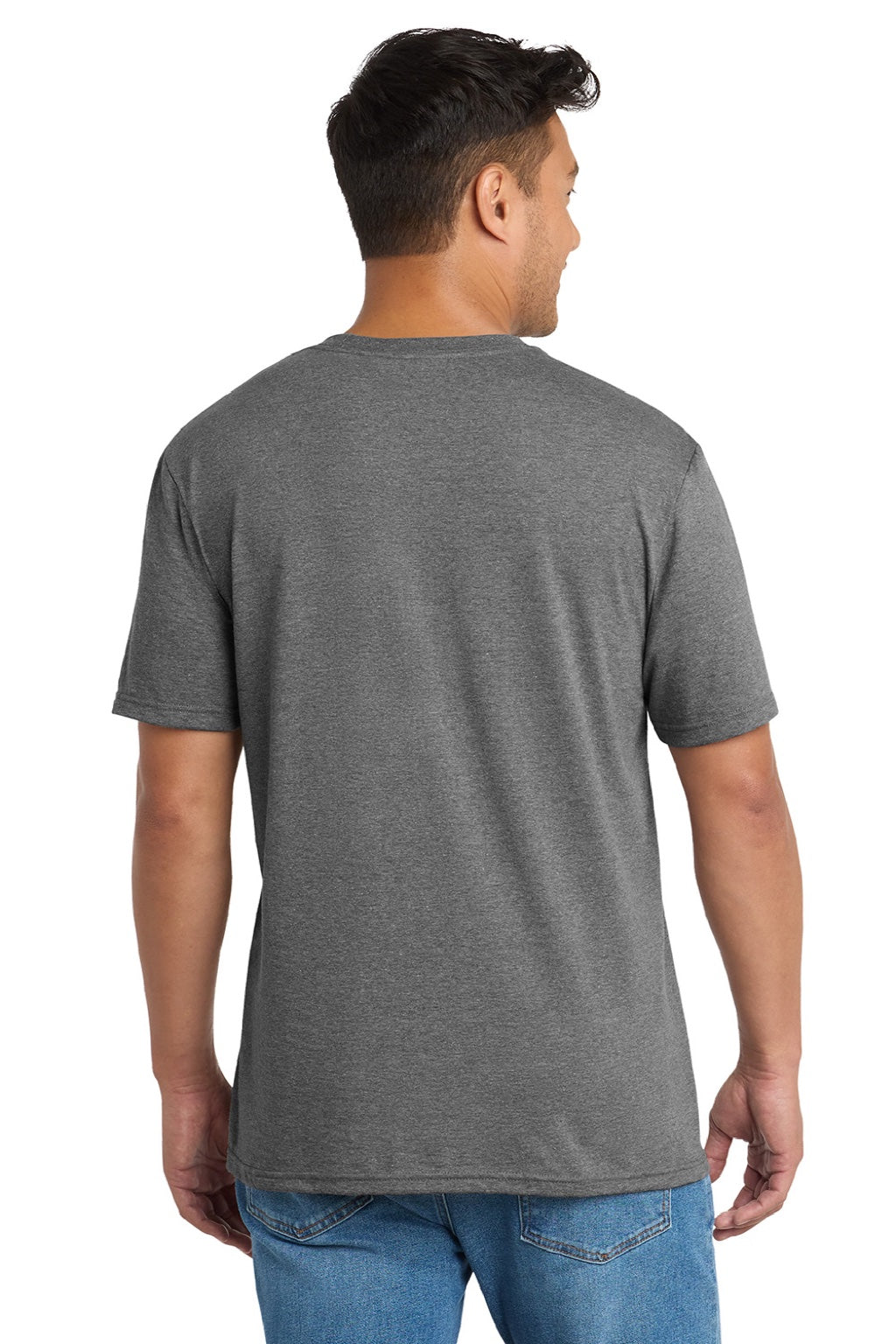 Port & Company PC330 Mens Short Sleeve Crewneck T-Shirt Heather Graphite Grey Model Back