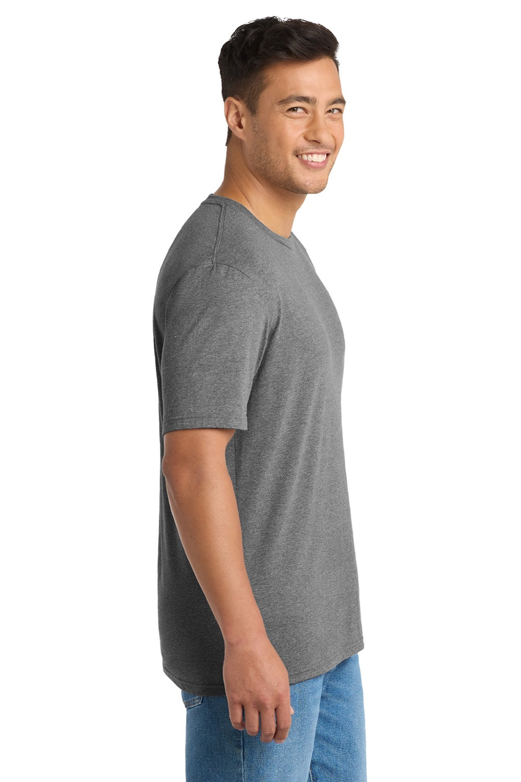 Port & Company PC330 Mens Short Sleeve Crewneck T-Shirt Heather Graphite Grey Model Side